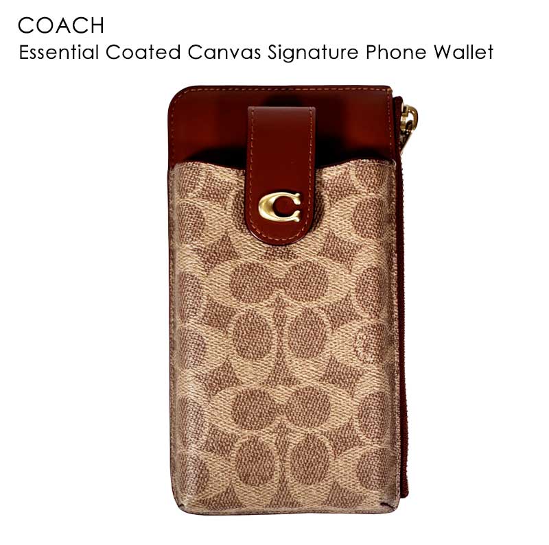Phone Wallet フォーンウォレット スマホケース カードケース iPhone ポシェット シグネチャー レザー 本革 ブラウン レディース ブランド おしゃれ ギフト