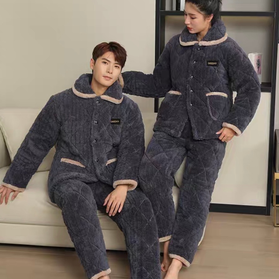 セットアップ 韓国風 ルームウェア 部屋着 パジャマ ボトムス パンツ ズボン もこもこ ふわふわ 気持ちい 防寒 袖あり 長袖 襟付き 大きめ 前開き ポケット付き 上下セット 2点セット