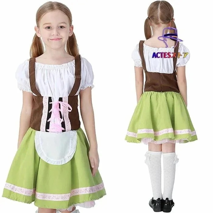 コスプレ メイド コスム ドレス　ハロウィン 衣装 子供 キャラクター 女の子 ジュニア かわいい 可愛い ハロウィン衣装 子供用 ウエスタン　コスプレ衣装
