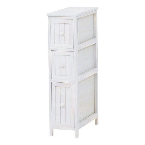 チェスト アンティークホワイト 幅20cm 3段 MCH-5670AW