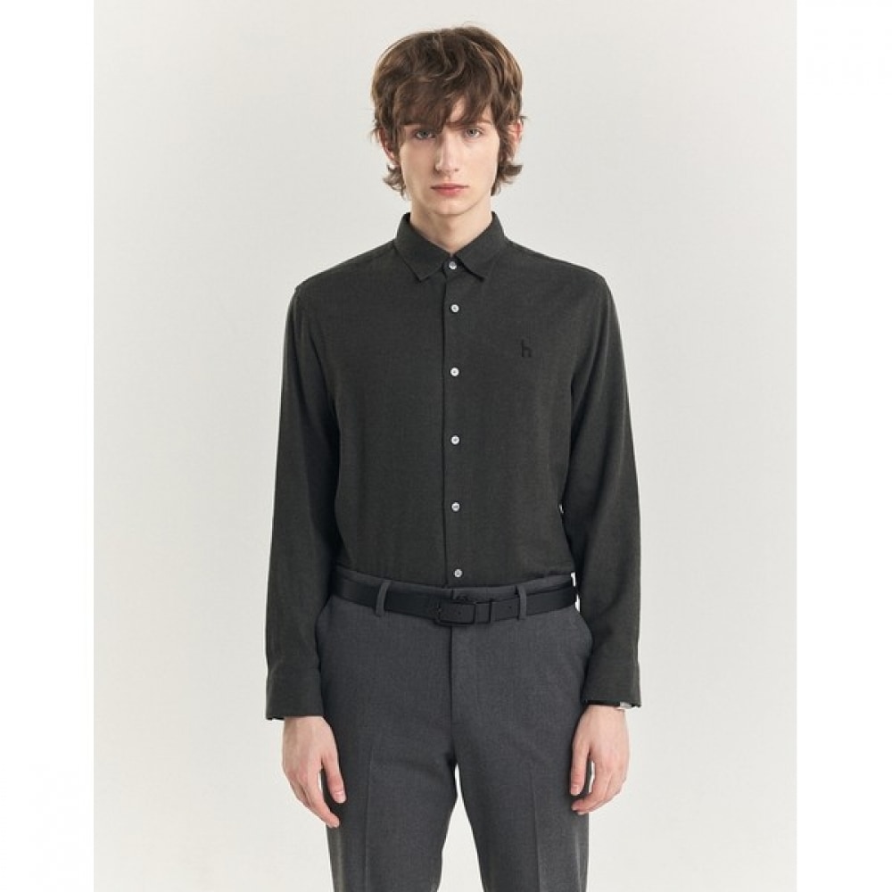 (ヘッジズ) 24FW チャコールコットンテンセルヘリンボーンシャツ HZSH4D502CG