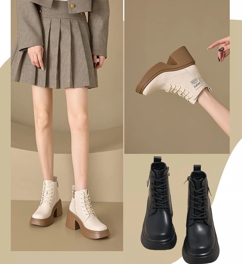 マーチンブーツショートブーツ女性モデル2024新しい秋と冬のレトロなミッドカーフブーツ女性厚底英国スタイルの騎士のブーツ