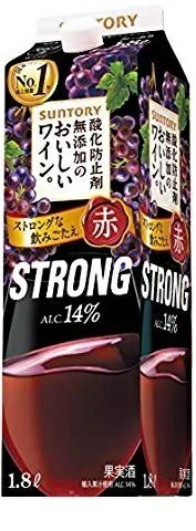 【送料無料】サントリー 酸化防止剤無添加のおいしいワイン 赤ストロング STRONG 14％ 1800ml 1.8L12本【北海道沖縄県東北四国九州地方は必ず送料が掛かります】