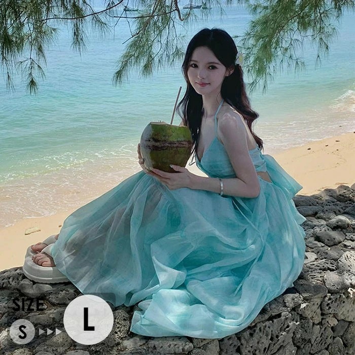 リゾートワンピ 2WAY ホルターネック キャミソール キャミワンピ 大人可愛い 夏ワンピース 小柄 リゾートワンピース レディース リゾート ワンピース オシャレ ロング丈 ロングワンピ 夏 パーテ 6,165円