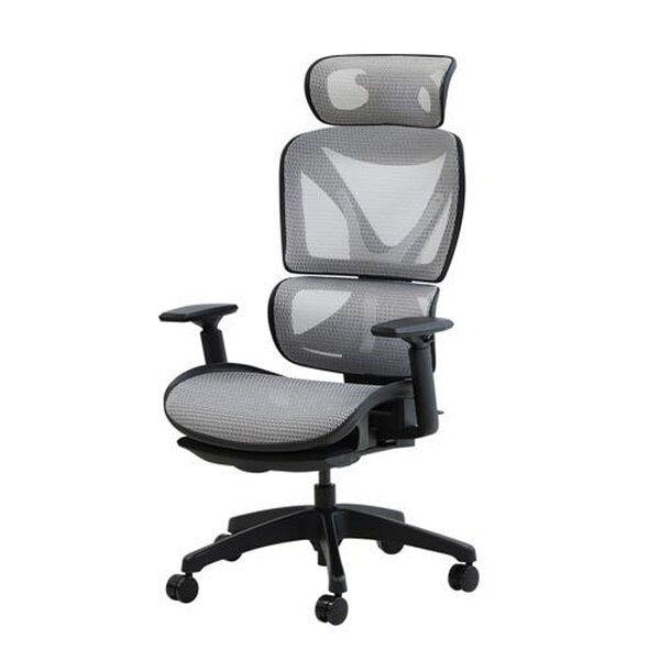 Netforce DX-1H-BK-W-WH ホワイト ダイナミクスエックスチェア マットブラックフレーム ヘッドレスト付き メーカー直送