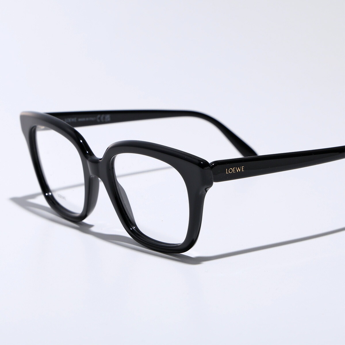 LOEWE ロエベ メガネ LW50083I メンズ ウェリントン型 セルフレーム フルリム 眼鏡 メタルロゴ アイウェア 伊達メガネ 黒縁メガネ 001/ブラック