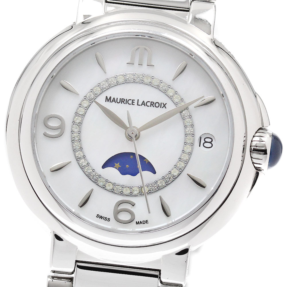 モーリスラクロア MAURICE LACROIX FA1084-SS002-170-1 フィアバ ムーンフェイズ デイト ダイヤ クォーツ レディース _949774【中古】