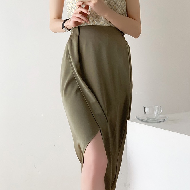 巻きスカート スカート ボトムス 膝丈 ひざ丈 スリット サイドスリット ハイウエスト かわいい 大人可愛い きれいめ シンプル カジュアル 大人 上品 おしゃれ お洒落 大人可愛い 大人女子