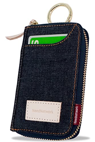 [ニードネットワーク] 岡山デニム キーケース メンズ スマートキーケース カード 大容量 メンズキーケース 6連 外側ポケット カード入れ キーリング