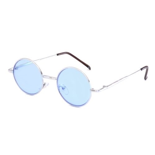 当店は最高な サービスを提供します sb John Lennon Vintage Style Round Silver Sunglasses Shades USA 期間限定特価品 Hippie LENS Party BLUE