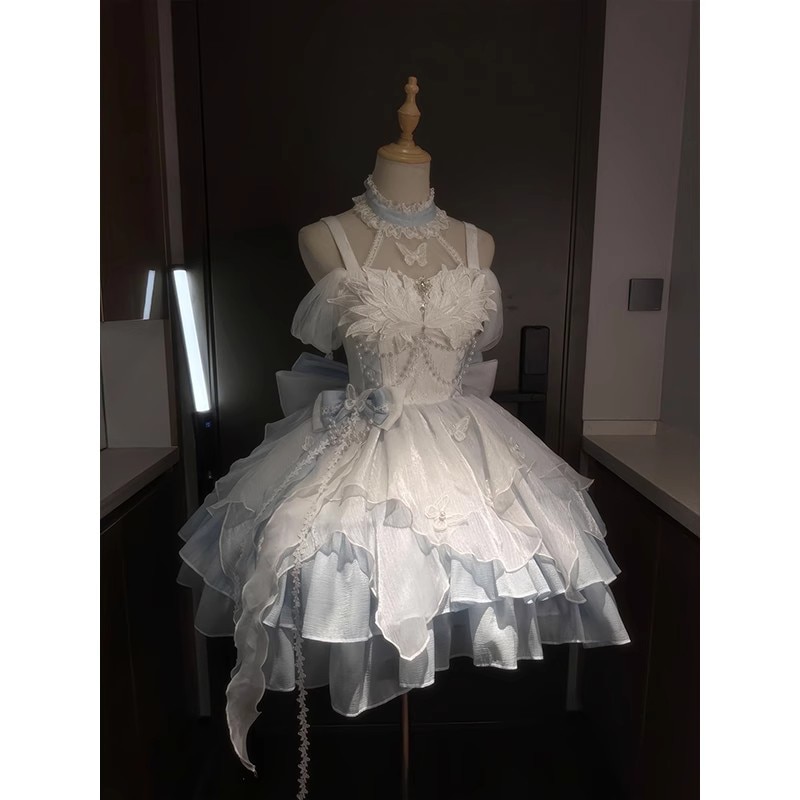 ロリータ プリンセススタイルの小さなドレスロリータドレスファイングリッター蝶ロリータチュチュスカート