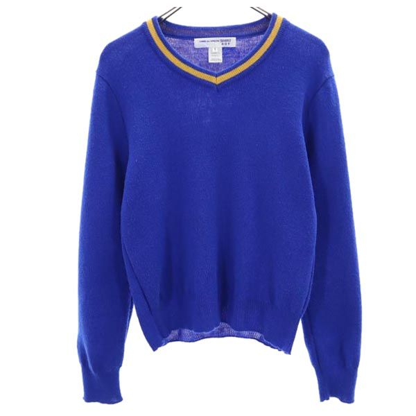 長袖 Vネック セーター S 青系 SHIRT BOY ニット メンズ