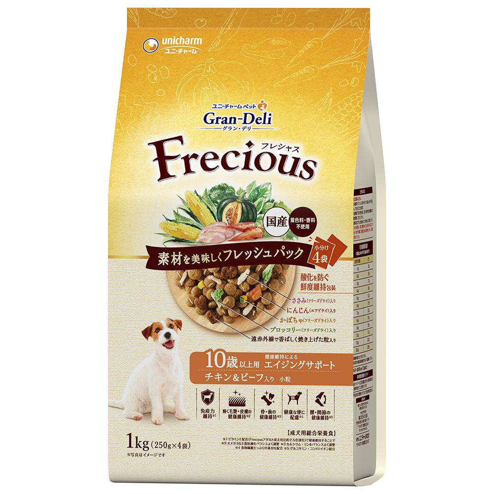 （まとめ買い）グラン/デリ フレシャス 10歳以上用 チキン＆ビーフ入り 1kg 犬用フード [x3]