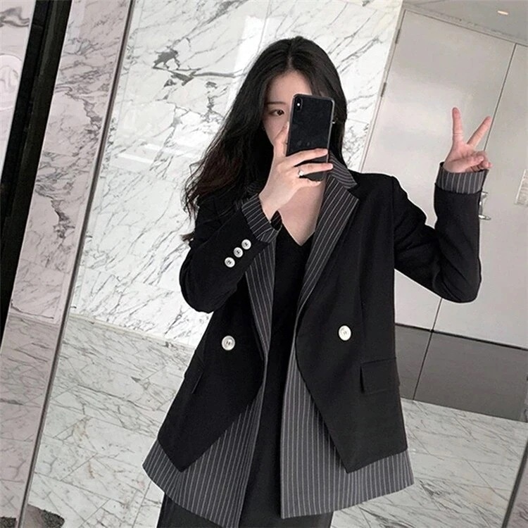 スーツ春秋 女性 おしゃれ カジュアル ゆったり 切り替え スーツジャケット冬アウター