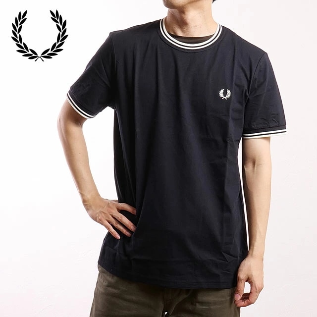 メール便 メンズ ツイン ティップド Tシャツ [M1588-795] トップス 半袖 クルーネック NAVY 正規取扱店