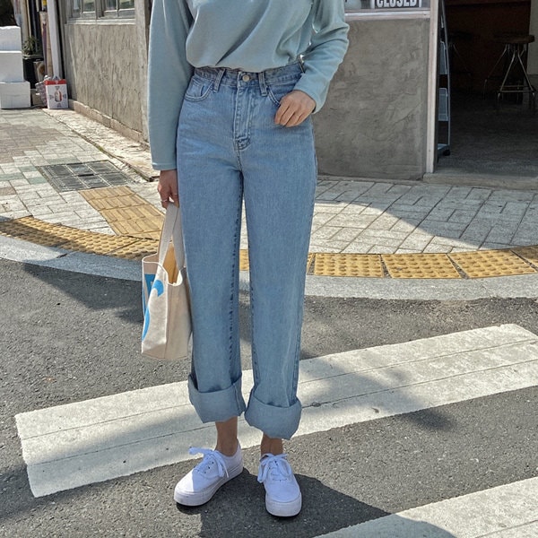 ポイ ワイドストレートジーンズ(25-36)_ビッグサイズ/ぜい肉カバー