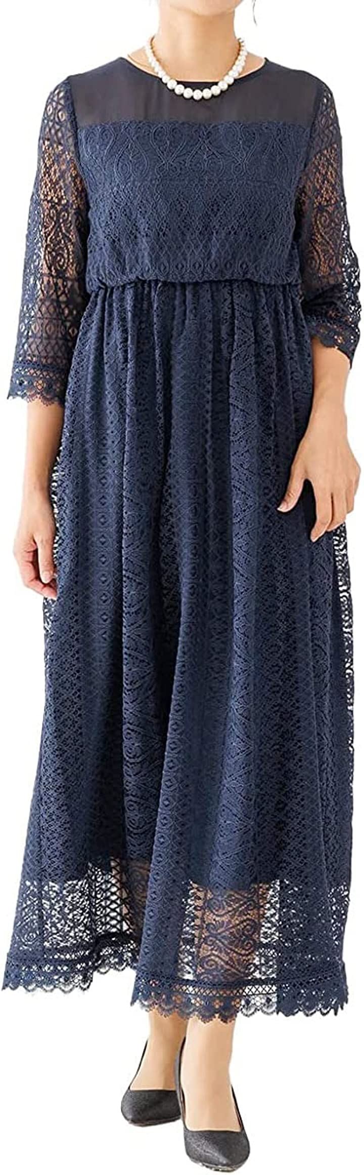パーティ ワンピース ドレス レディース 結婚式およばれワンピース パーティードレス NVY( ネイビー / 77000021, L)