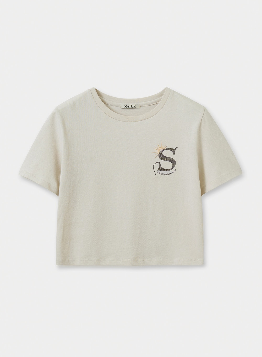 【SATUR】 [PISCESS X SATUR WOMAN] SUN-UP CROP T-SHIRTS : FADE OATMEAL