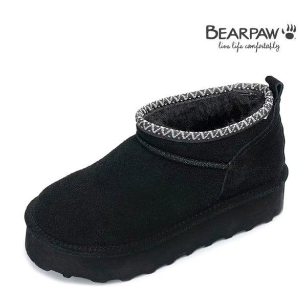 (BEARPAW) 女性用ハイカットシープスキンブーツ RETRO SUPER SHORTY DECO ブラック K3116011QD