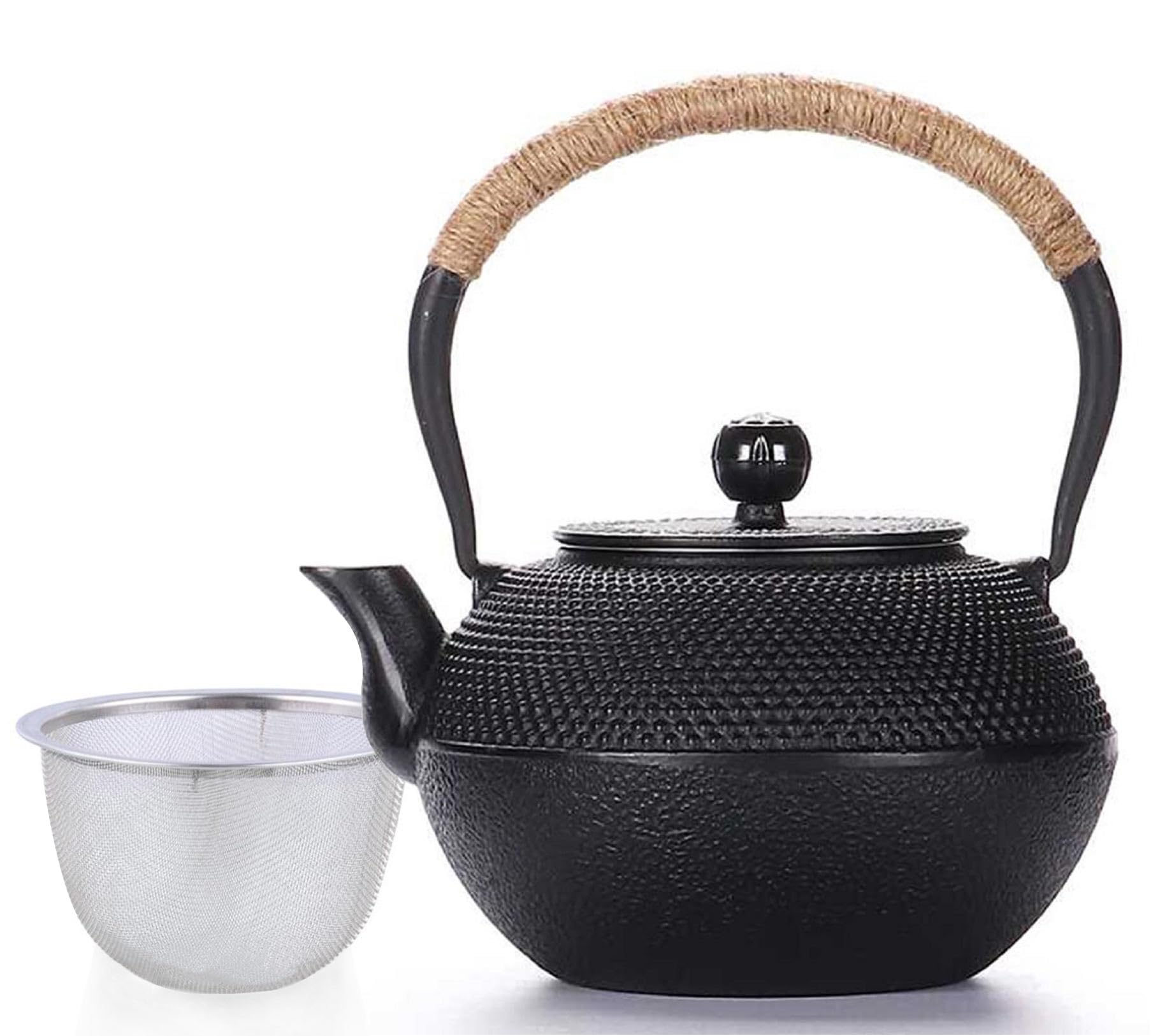 HwaGui 鉄瓶 急須 おしゃれ ih 鉄やかん 鉄分補給 鉄びん 霰黒 1200ml (鉄瓶 1.2L)
