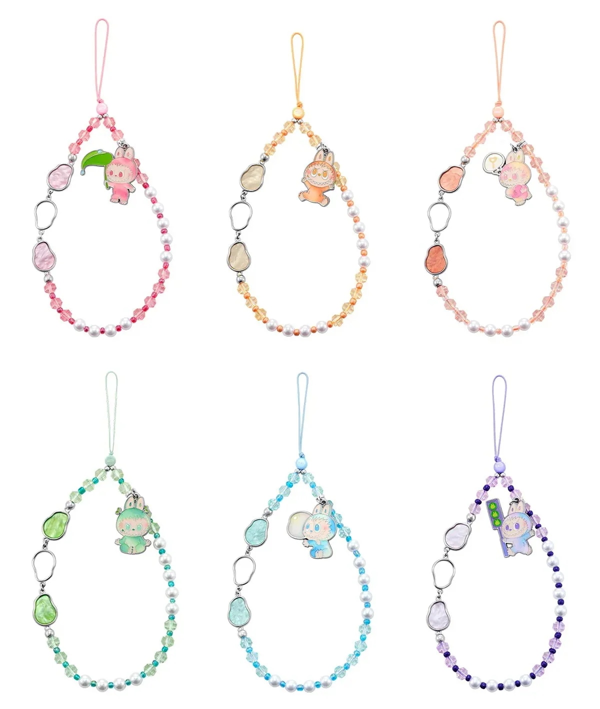 公式正規品POP MART LABUBU スマホストラップ かわいい 漫画のブレスレット ビーズのストラップ 携帯電話チェーン キーホルダー・ストラップ・ペンダント ガチャポン ブラインドボックス
