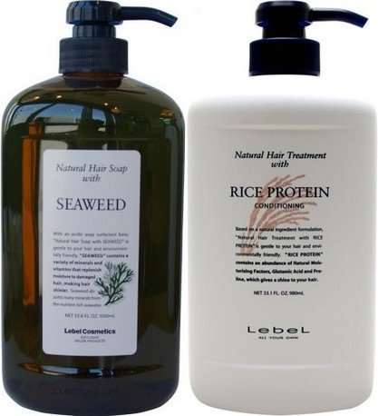 LebeL ナチュラルヘアソープ ウィズ SW シーウィード 1000ml & ナチュラルヘアトリートメント ウィズ RP ライスプロテイン 980g