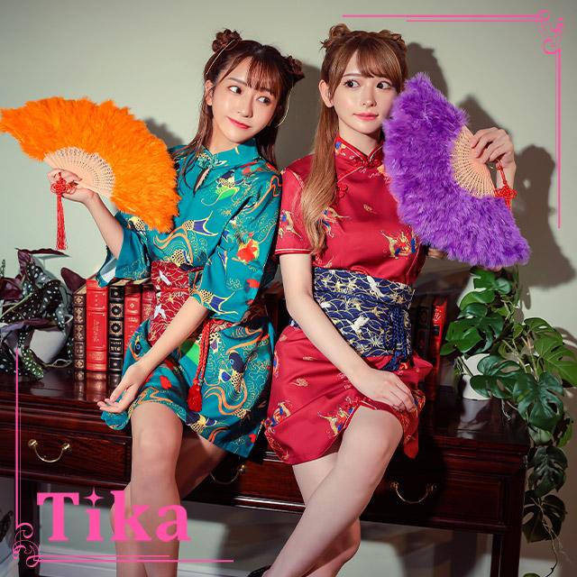 コスプレ チャイナ 3点セット チャイナ服 ワンピース 帯 腰紐 お化けの日 セクシー タイト 編み上げ キャバ嬢 激安