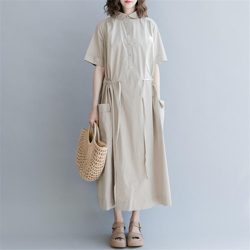 ワンピース ミモレ丈 半袖 レディース 大人 春 夏 無地 マキシ丈 ドレス シンプル きれいめ ロングワンピース 体型カバー