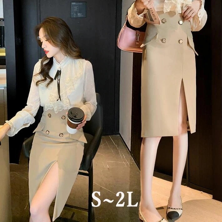 【20点セット】【送料無料】スカート　フロントスリット　ペンシルスカート　ハイウエスト　ひざ丈　 ミディアム　美脚　 大きいサイズ　カジュアル　ボトムス Aライン　デート　オフィス　フォマール　OL