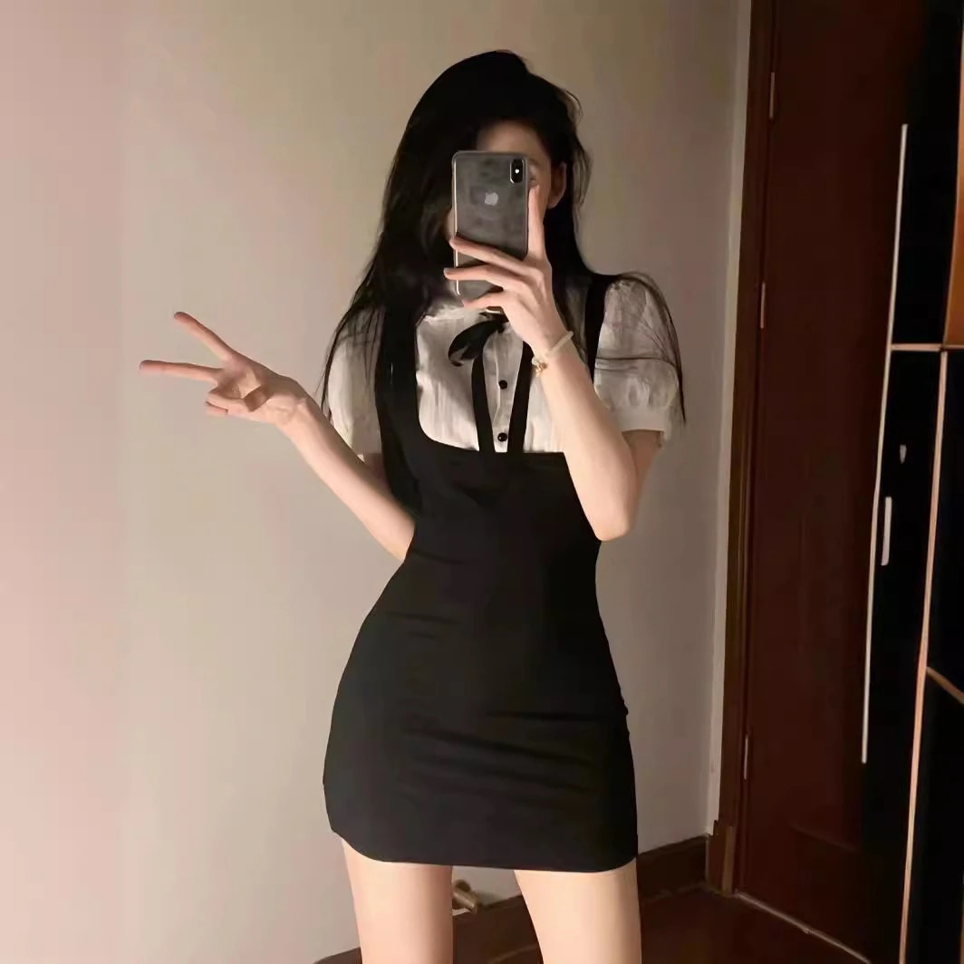 【超お得1つ買うと10個もらえる】メガ割ワンピース 夏の準備 フレンチフェイク2ピースPOLOカラードレス女性半袖ヒップショートスカート