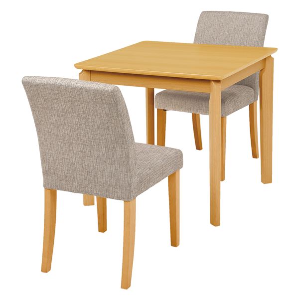 ダイニング 3点セット テーブル1 チェア2 ベージュ テーブル幅75cm 木製フレーム 組立品 リビング