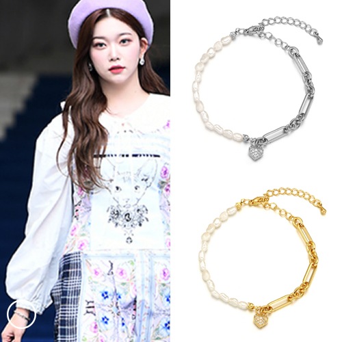 [ビリーツキ着用ブレスレット] chanter heart cubic pearl bracelet の人気芸能人着用 SNSで人気 ジュエリー デイリーアクセサリー 韓国ファッションジュエリー