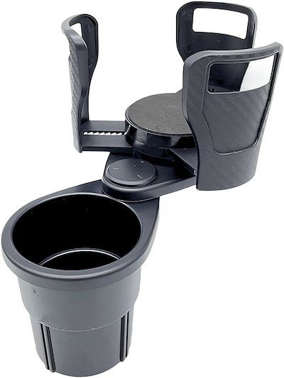 他サイト： 車 ドリンクホルダー ボトルホルダー 増設 2個置き 360˚ 回転 7.4-15cm 調節可能 カーボン製 ドリンク以外にも カップラーメン ホールド可能 黒 (ブラック)の商品画像