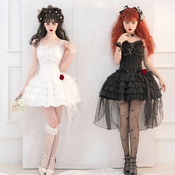ロリータ ワンピース 可愛い プリンセスドレス お姫様 Lolita ロリータ服 リボン フリル 可愛いコスチューム コスプレ衣装 文化祭 学園祭 かわいい 萌え イベント ロリータファション