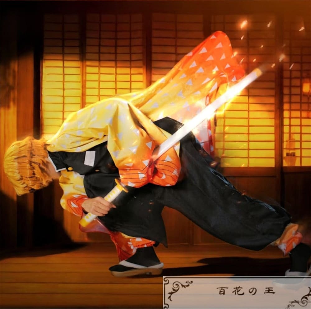 超安値挑戦! 全面改良 暗紋付き 我妻善逸 鬼殺隊制服 コスプレ衣装 コスチューム