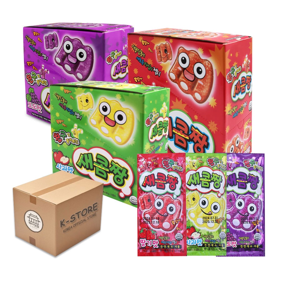 [卸販売] セコムちゃん イチゴ/リンゴ/ブドウ味 35g (24個 x 8) 1BOX 韓国 お菓子