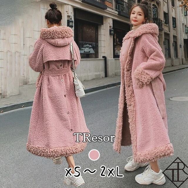 アウター レディース ボア コート ブルゾン もこもこ 大きいサイズ 秋 冬 暖かい ゆったり 防寒 細見え ロング丈 体型カバー ふんわり ゆるい ガーリー フェミニン 甘め 可愛い 大人女子 お洒