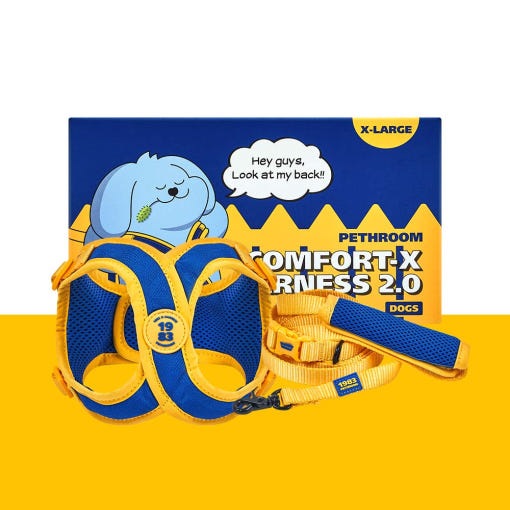 [フェスルーム] 3in1 コンフォート 2.0 フルセット (X型 ハーネス+リッシュ セット) (XL) 犬専用 圧迫のない 胸紐 首紐 リード