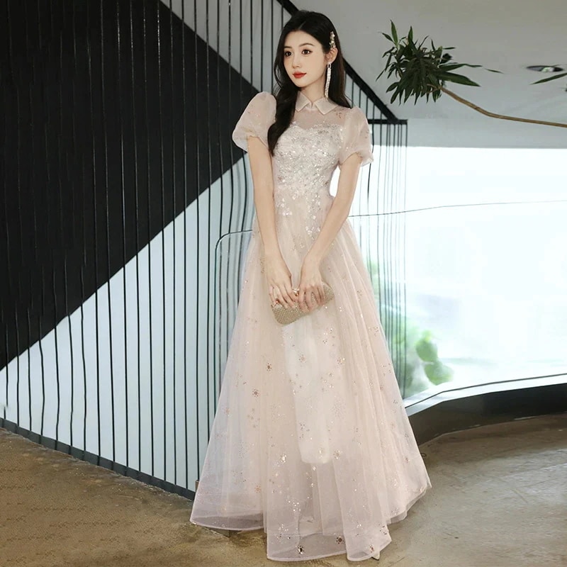 演奏会用ドレス パーティードレス イブニングドレス 発表会 同窓会 声楽 ピアノ ロングドレス Aライン 低身長 可愛い 個性的 中学生 高校生 半袖 大きいサイズ 体型カバー ステージドレス