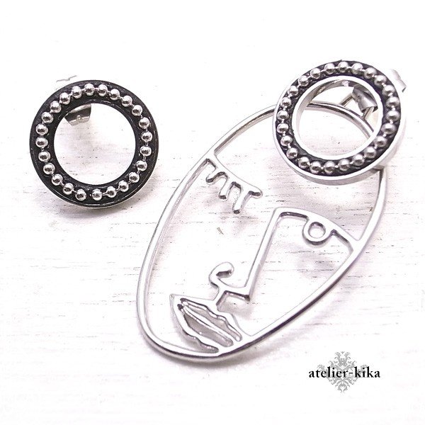アシンメトリーフェイスピアス きらきら デコレーション ジュエルデコ atelier-kika [ アトリエキカ ] アクセサリー/ハンドメイド/作家