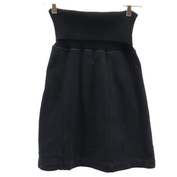 イタリア製 ミニ丈 スウェット スカート S ブラック系 リブニット レディース