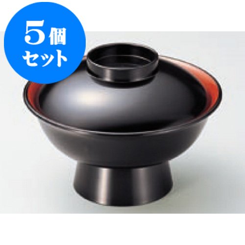 kbu3-861-29-793-5set 5個セット 漆器 ABS樹脂(耐熱温度70度) 5.5寸大名椀黒内朱天黒 [16.3 x 11.5cm] 和食器...