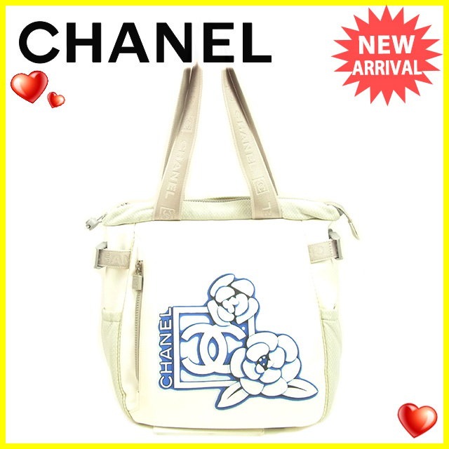 シャネル CHANEL トートバッグ ワンショルダー レディース スポーツライン ココマーク×カメリア柄 ホワイト×グレー ナイロン 人気 セール 【中古】 T440 . シャネル CHANEL トートバッグ ワンショルダー レディース スポーツライン ココマーク×カメリア柄 ホワイト×グレー ナイロン 人気 セール 【中古】 T440 .