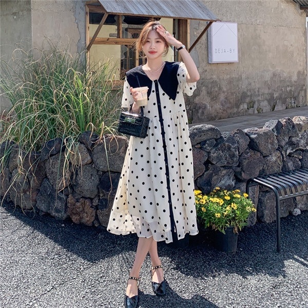 リゾートワンピース レディース サマードレス ロング 半袖 水玉柄 シースルー 夏 可愛い お洒落 黒 薄手 ロングワンピース 大人 女子 女性 かわいい おしゃれグローリーパーク