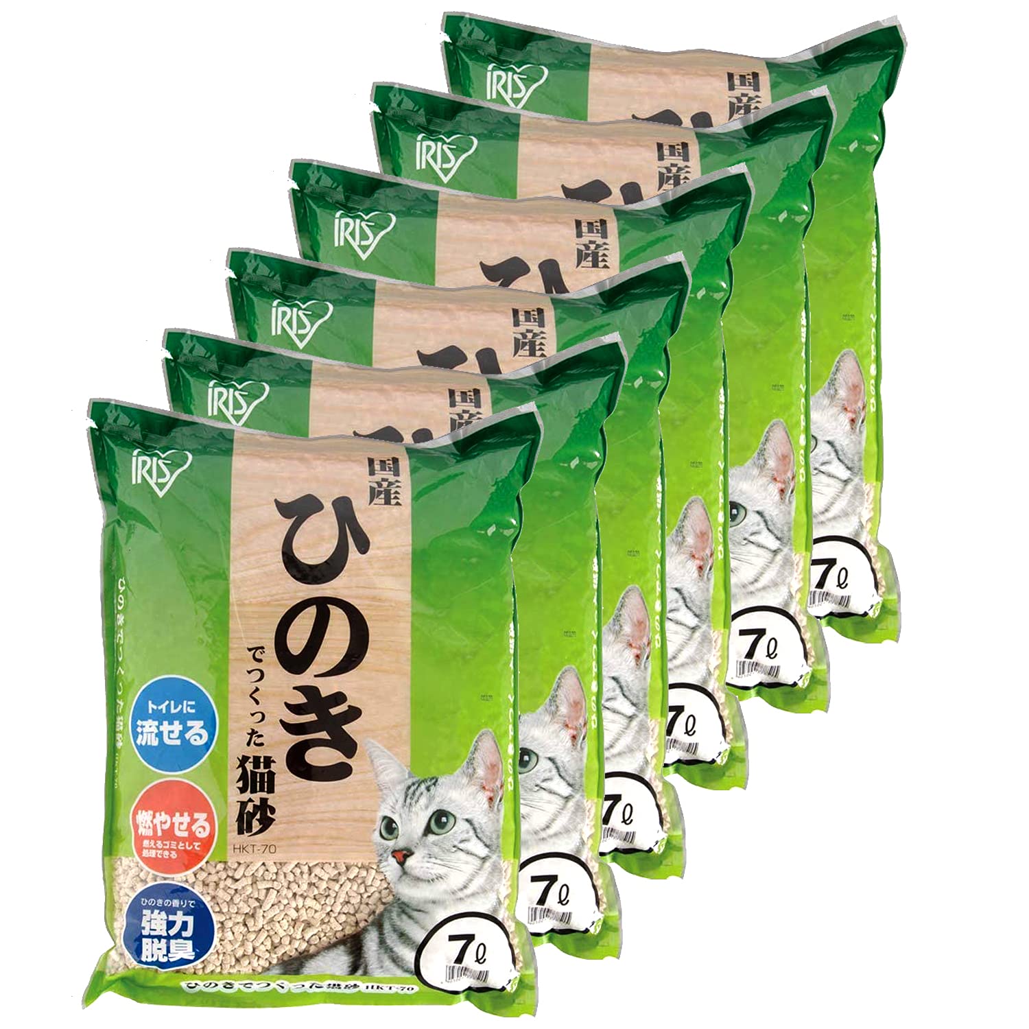 トイレに流せる ひのきでつくった猫砂 強力脱臭 7Lx6袋 (まとめ買い) 4,886円