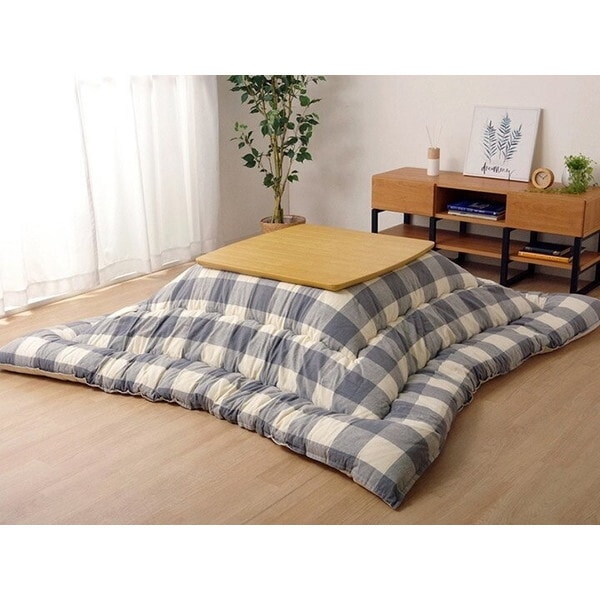 1151550130103 こたつ布団 正方形 インド綿 綿100% チェック柄 グレー 約205×205cm メーカー直送 8,021円