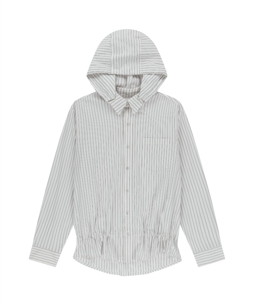 【SANSANGEAR】 25SS STRIPE HOOD SHIRTS : WHITE