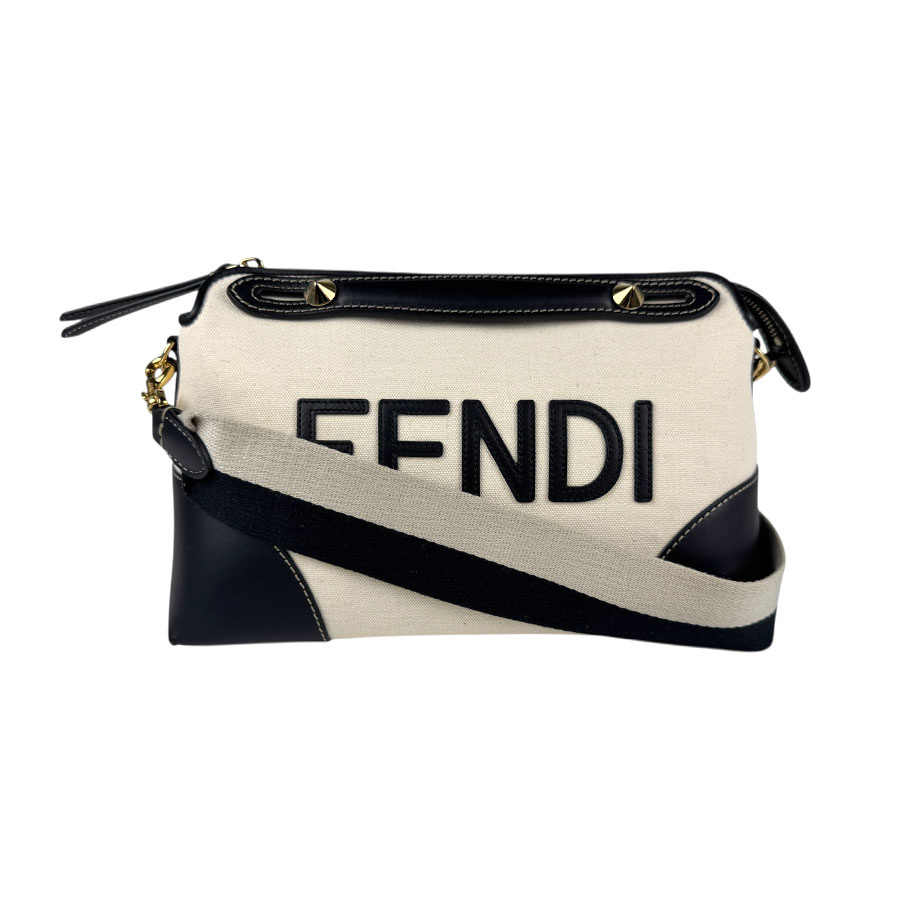 フェンディ FENDI ハンドバッグ ショルダーバッグ バイザウェイ ミディアム キャンバス/レザー ライトベージュ/ブラック ゴールド レディース 8BL146 ACNW n1190
