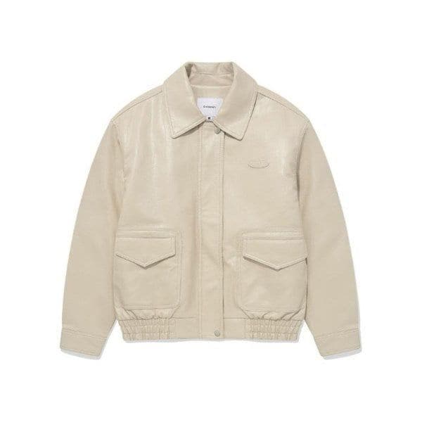 ジャケット JQS CO2303JK62-IV ウーマン レザー ボンバー ジャケット アイボリー