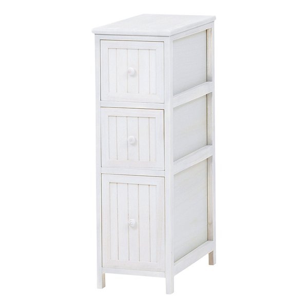 チェスト アンティークホワイト 幅25cm 3段 MCH-5671AW